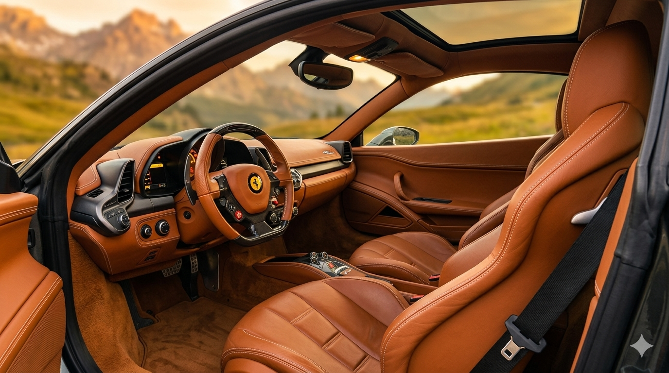 Ferrari 458 Italia Cockpit – Lenkrad und V8-Armaturenbrett